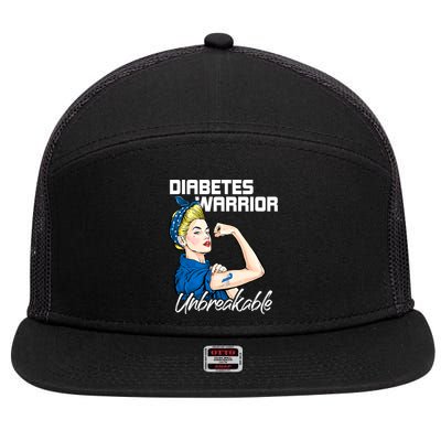 Diabetes Warrior Unbreakable Diabetes Awareness 7 Panel Mesh Trucker Snapback Hat