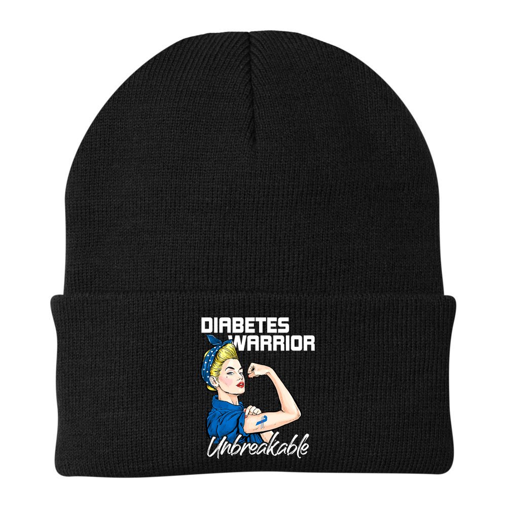 Diabetes Warrior Unbreakable Diabetes Awareness Beanie
