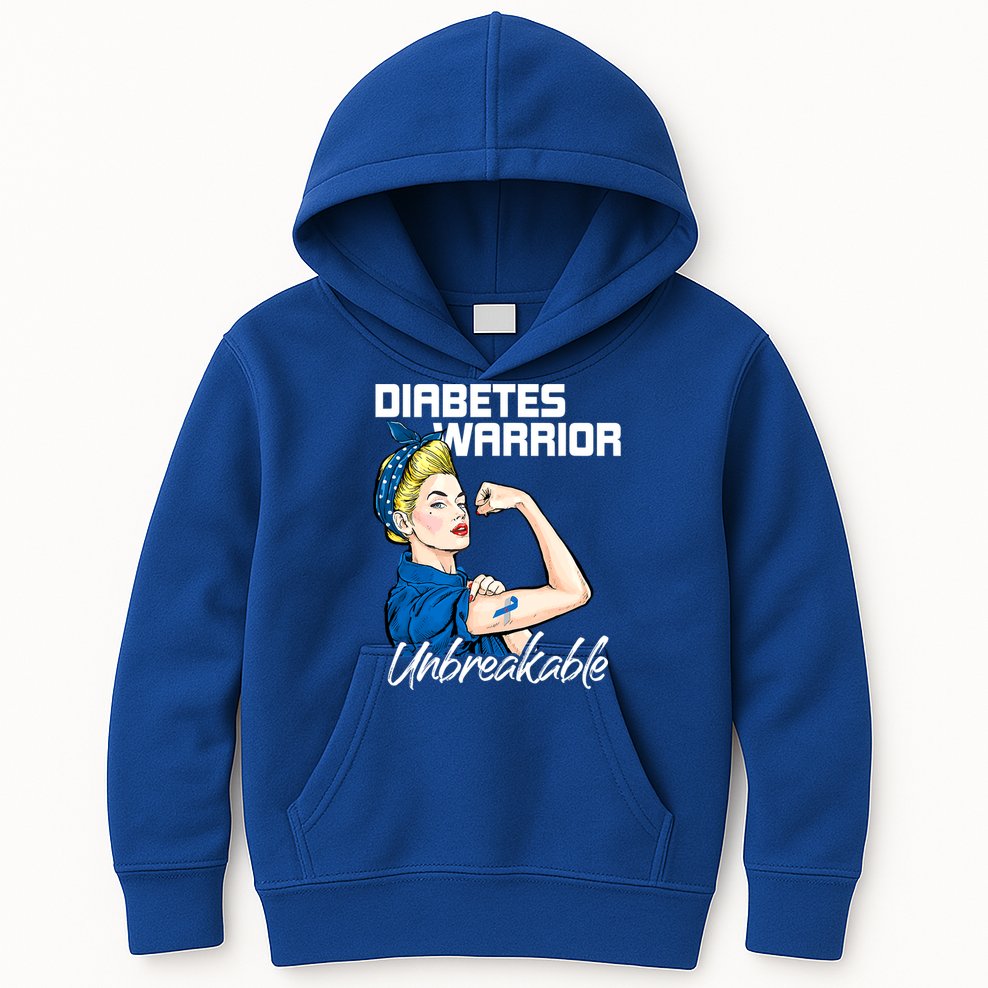 Diabetes Warrior Unbreakable Diabetes Awareness Kids Hoodie