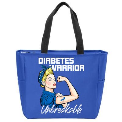Diabetes Warrior Unbreakable Diabetes Awareness Zip Tote Bag