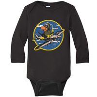 Distressed Ww2 Vintage Patch Fighter Pilot For War Veterans Baby Long Sleeve Bodysuit