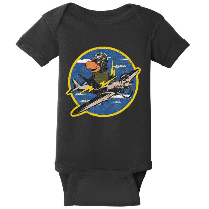 Distressed Ww2 Vintage Patch Fighter Pilot For War Veterans Baby Bodysuit