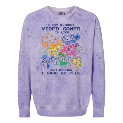 Day Without Video Games No Clue Colorblast Crewneck Sweatshirt