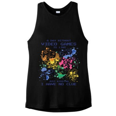 Day Without Video Games No Clue Ladies PosiCharge Tri-Blend Wicking Tank