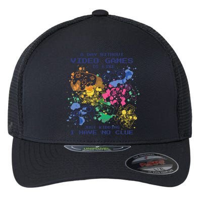 Day Without Video Games No Clue Flexfit Unipanel Trucker Cap