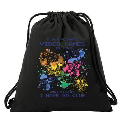 Day Without Video Games No Clue Drawstring Bag