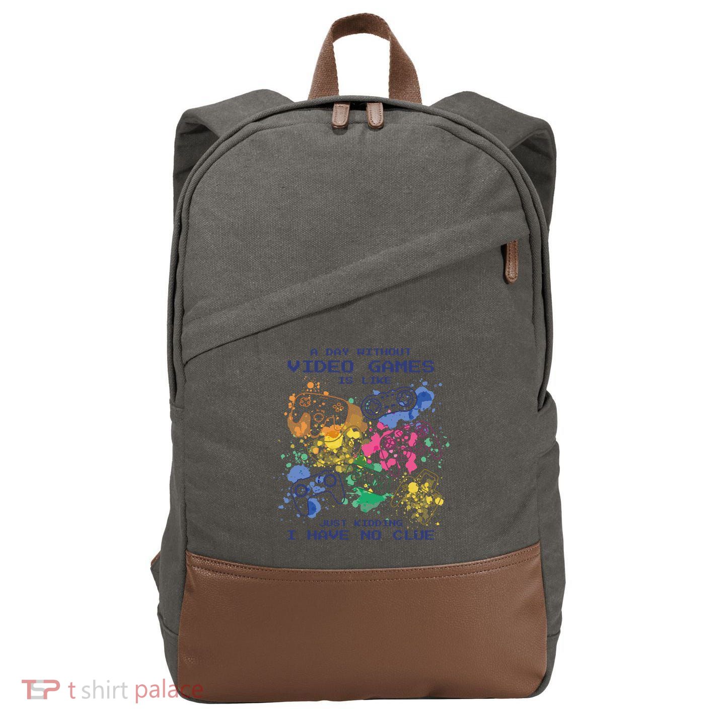 Day Without Video Games No Clue Cotton Canvas Backpack