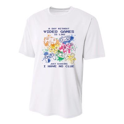 Day Without Video Games No Clue Youth Performance Sprint T-Shirt