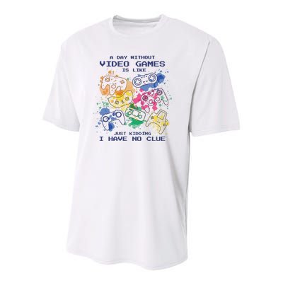 Day Without Video Games No Clue Youth Performance Sprint T-Shirt