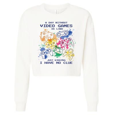 Day Without Video Games No Clue Cropped Pullover Crew