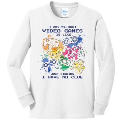 Day Without Video Games No Clue Kids Long Sleeve Shirt