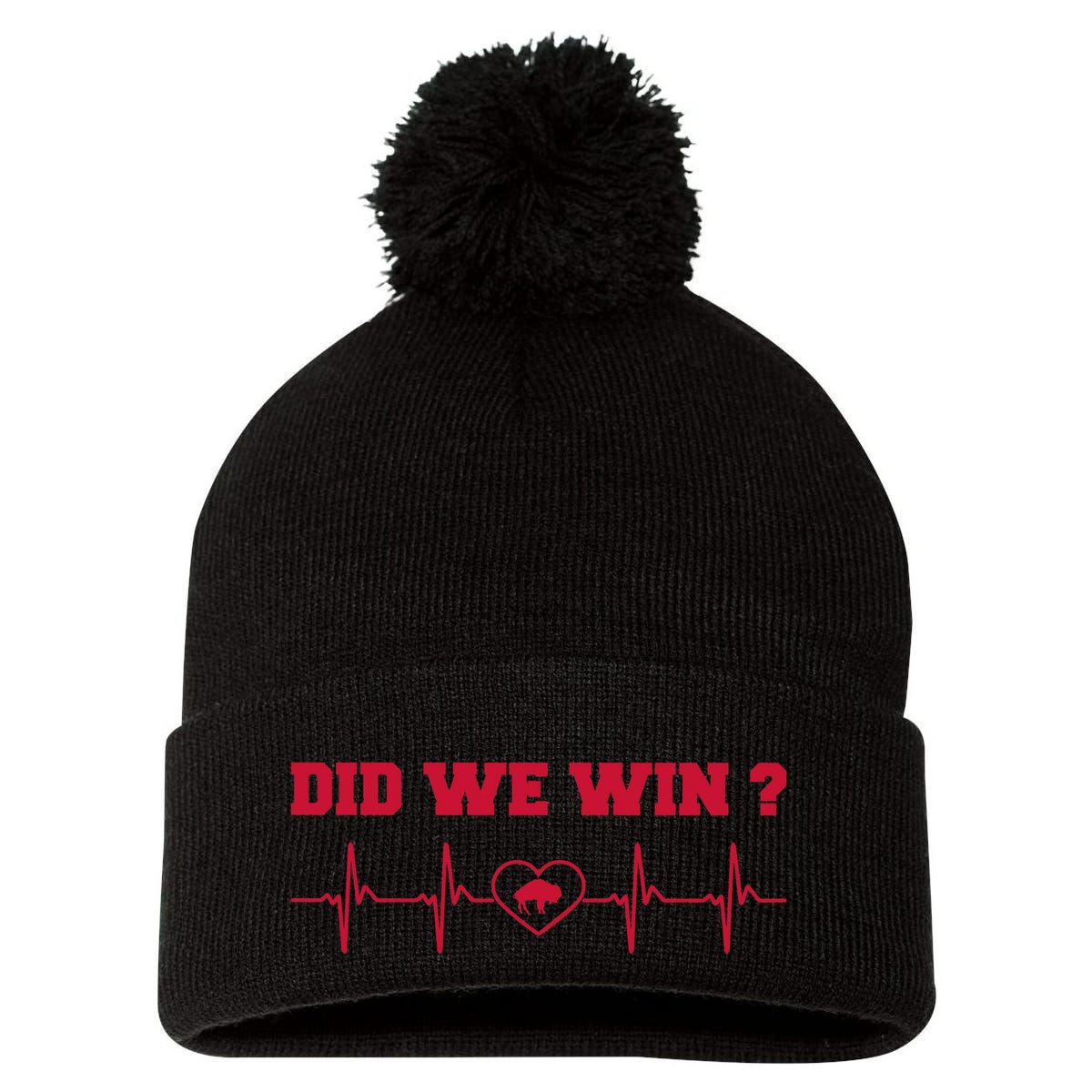 Did We Win Graphic Trending Tee Pom Pom 12in Knit Beanie