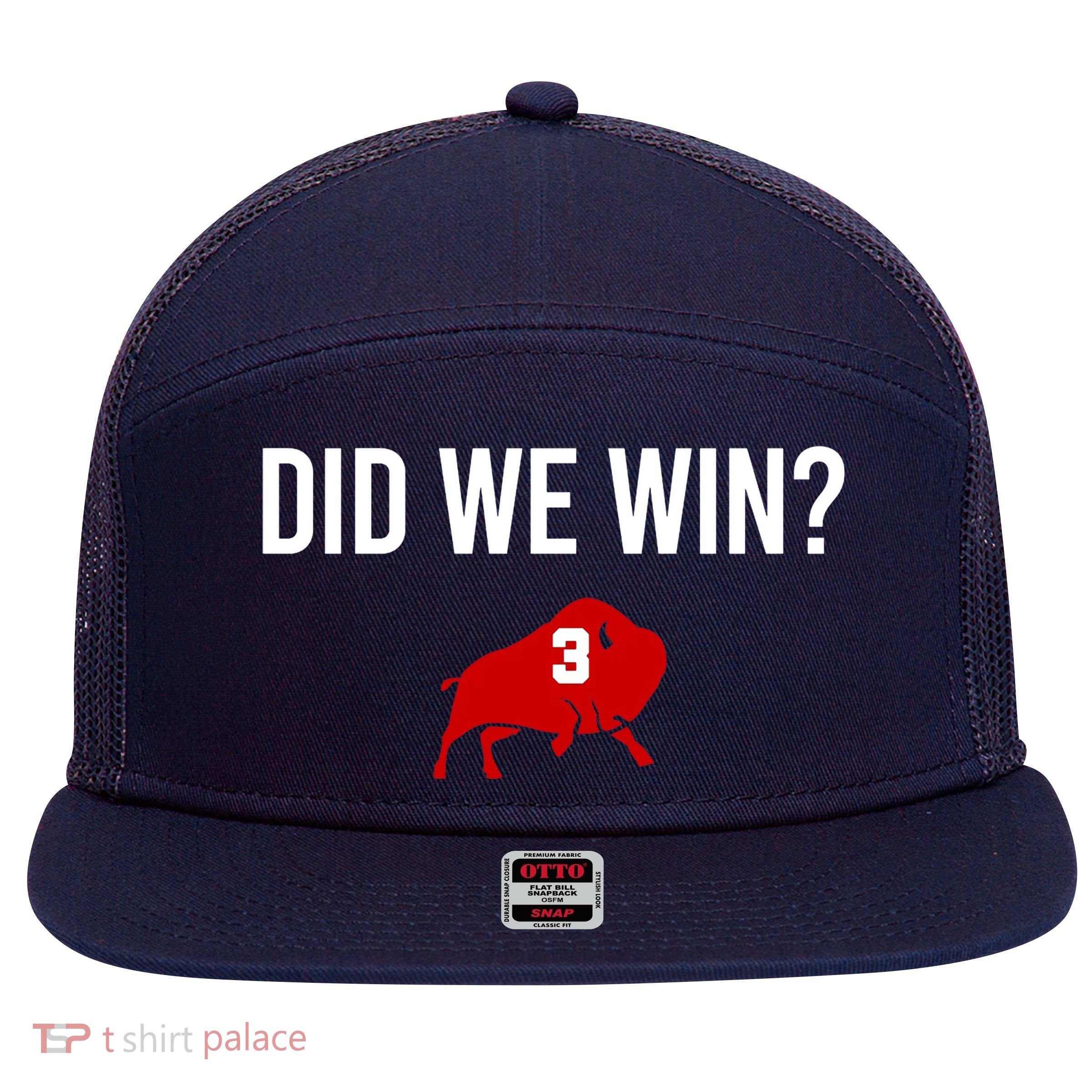 Did We Win Graphic Trending Tee 7 Panel Mesh Trucker Snapback Hat