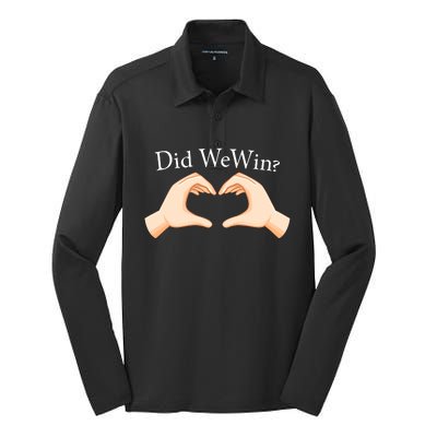 Did We Win Funny Silk Touch Performance Long Sleeve Polo