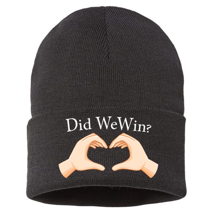 Did We Win Funny Sustainable Knit Beanie