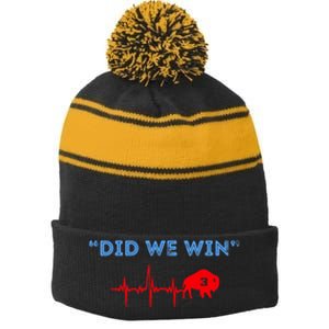 Did We Win Pray For Damar 3 Stripe Pom Pom Beanie