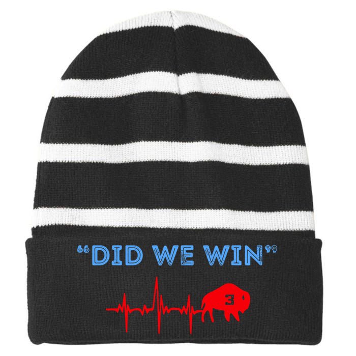 Did We Win Pray For Damar 3 Striped Beanie with Solid Band