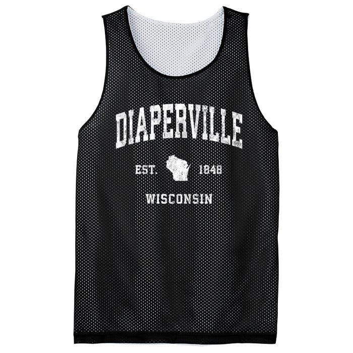 Diaperville Wisconsin Wi Vintage Athletic Sports Mesh Reversible Basketball Jersey Tank