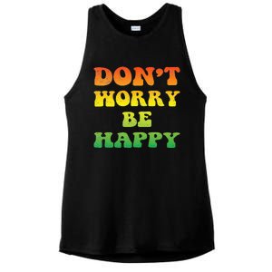 DonT Worry We Be Happy Retro Reggae Rasta Rastafari Jamaica Ladies PosiCharge Tri-Blend Wicking Tank