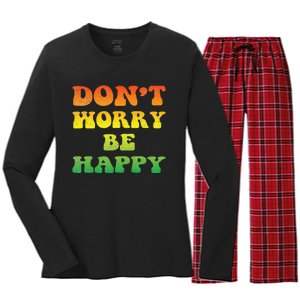 DonT Worry We Be Happy Retro Reggae Rasta Rastafari Jamaica Women's Long Sleeve Flannel Pajama Set 