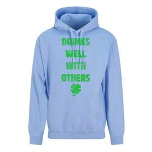 Drinks Well With Others Drinking Gift Funny Saint Paddys Day Gift Unisex Surf Hoodie