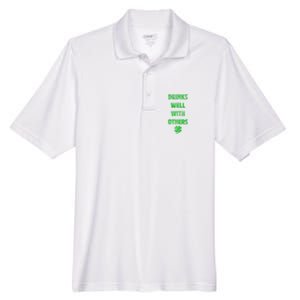 Drinks Well With Others Drinking Gift Funny Saint Paddys Day Gift Men's Origin Performance Pique Polo