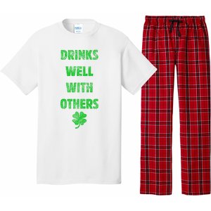 Drinks Well With Others Drinking Gift Funny Saint Paddys Day Gift Pajama Set