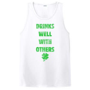 Drinks Well With Others Drinking Gift Funny Saint Paddys Day Gift PosiCharge Competitor Tank