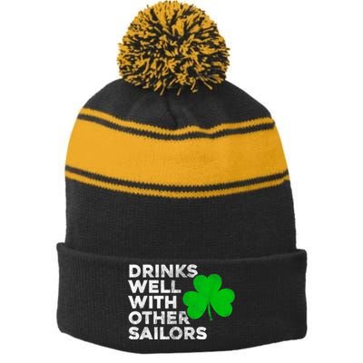 Drinks Well With Other Sailors Stripe Pom Pom Beanie