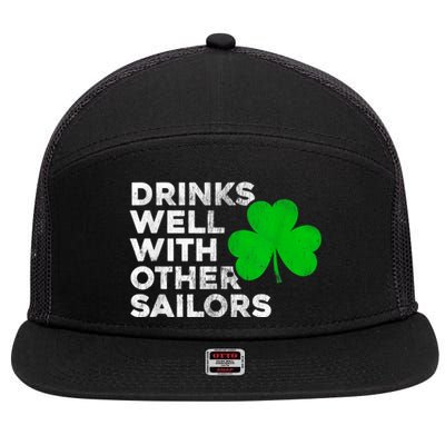 Drinks Well With Other Sailors 7 Panel Mesh Trucker Snapback Hat