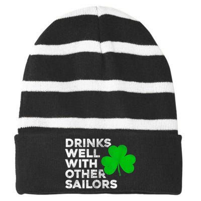 Drinks Well With Other Sailors Striped Beanie with Solid Band