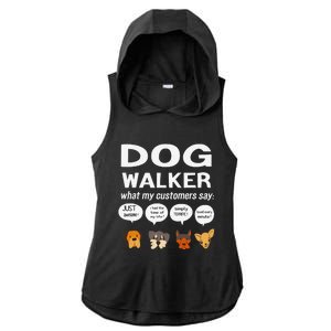 Dog Walker What My Customers Say Dog Lovers Pet Care Ladies PosiCharge Tri-Blend Wicking Draft Hoodie Tank