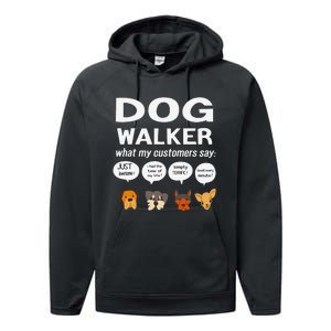 Dog Walker What My Customers Say Dog Lovers Pet Care Performance Fleece Hoodie