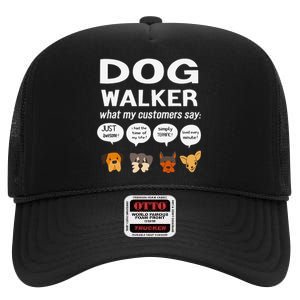 Dog Walker What My Customers Say Dog Lovers Pet Care High Crown Mesh Back Trucker Hat