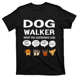 Dog Walker What My Customers Say Dog Lovers Pet Care T-Shirt