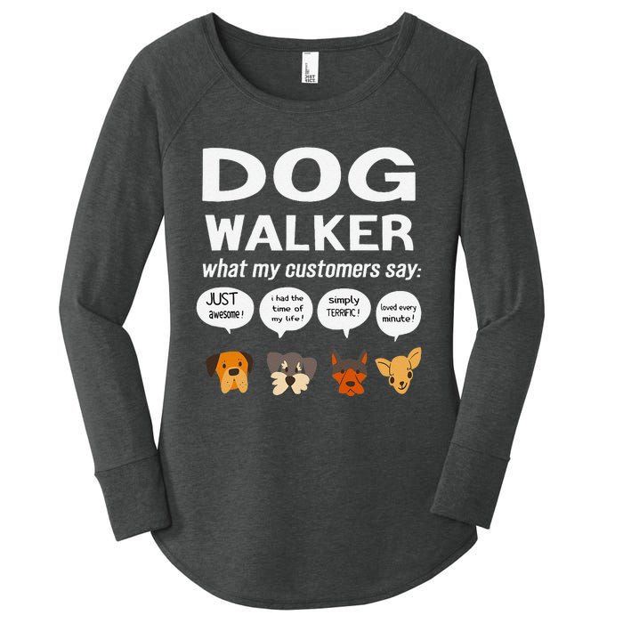 Dog Walker What My Customers Say Dog Lovers Pet Care Women's Perfect Tri Tunic Long Sleeve Shirt