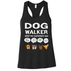 Dog Walker What My Customers Say Dog Lovers Pet Care Women's Racerback Tank