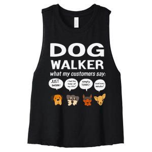 Dog Walker What My Customers Say Dog Lovers Pet Care Women's Racerback Cropped Tank