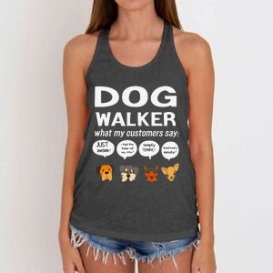 Dog Walker What My Customers Say Dog Lovers Pet Care Women's Knotted Racerback Tank