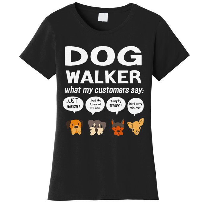 Dog Walker What My Customers Say Dog Lovers Pet Care Women's T-Shirt