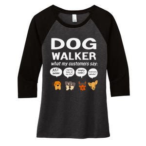 Dog Walker What My Customers Say Dog Lovers Pet Care Women's Tri-Blend 3/4-Sleeve Raglan Shirt