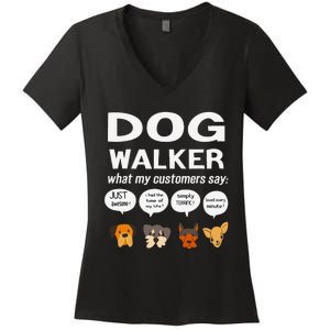 Dog Walker What My Customers Say Dog Lovers Pet Care Women's V-Neck T-Shirt