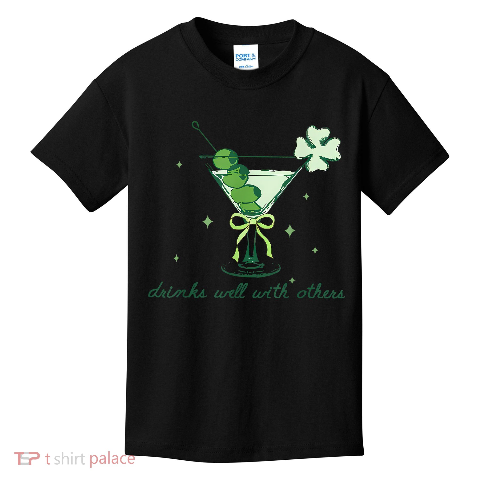 Drinks Well With Others Leprechaun Martini St Patrick's Day Kids T-Shirt