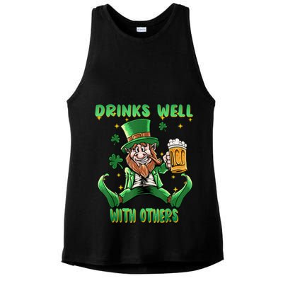 Drinks Well With Others St. Patrick's Day Drunk Beer Funny Ladies PosiCharge Tri-Blend Wicking Tank
