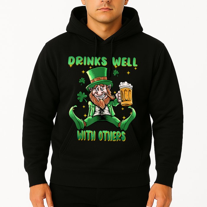 Drinks Well With Others St. Patrick's Day Drunk Beer Funny Hoodie