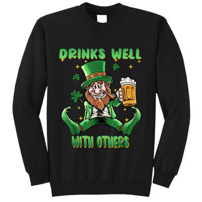Drinks Well With Others St. Patrick's Day Drunk Beer Funny Sweatshirt