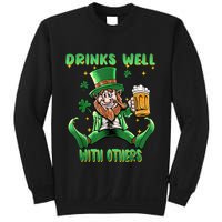 Drinks Well With Others St. Patrick's Day Drunk Beer Funny Sweatshirt