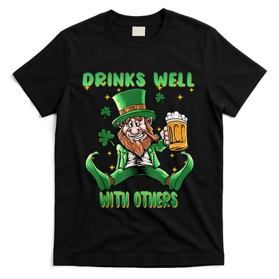Drinks Well With Others St. Patrick's Day Drunk Beer Funny T-Shirt