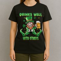 Drinks Well With Others St. Patrick's Day Drunk Beer Funny T-Shirt