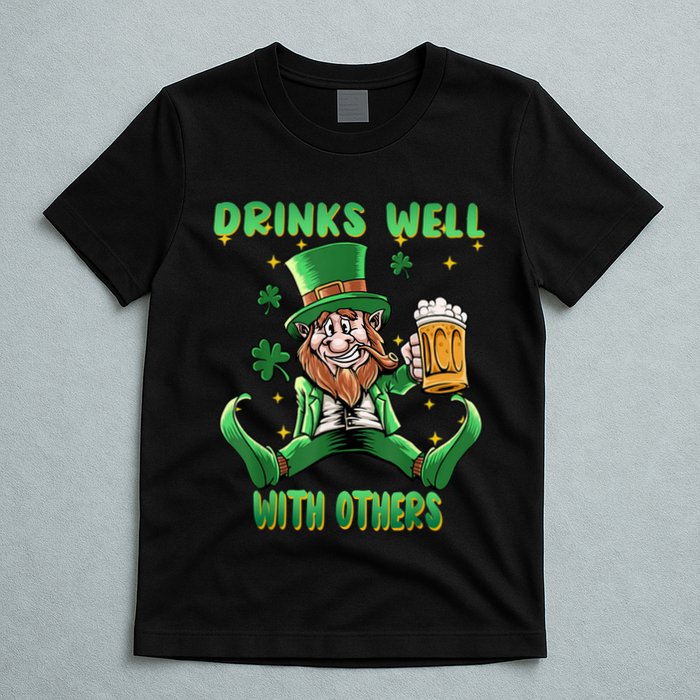 Drinks Well With Others St. Patrick's Day Drunk Beer Funny T-Shirt